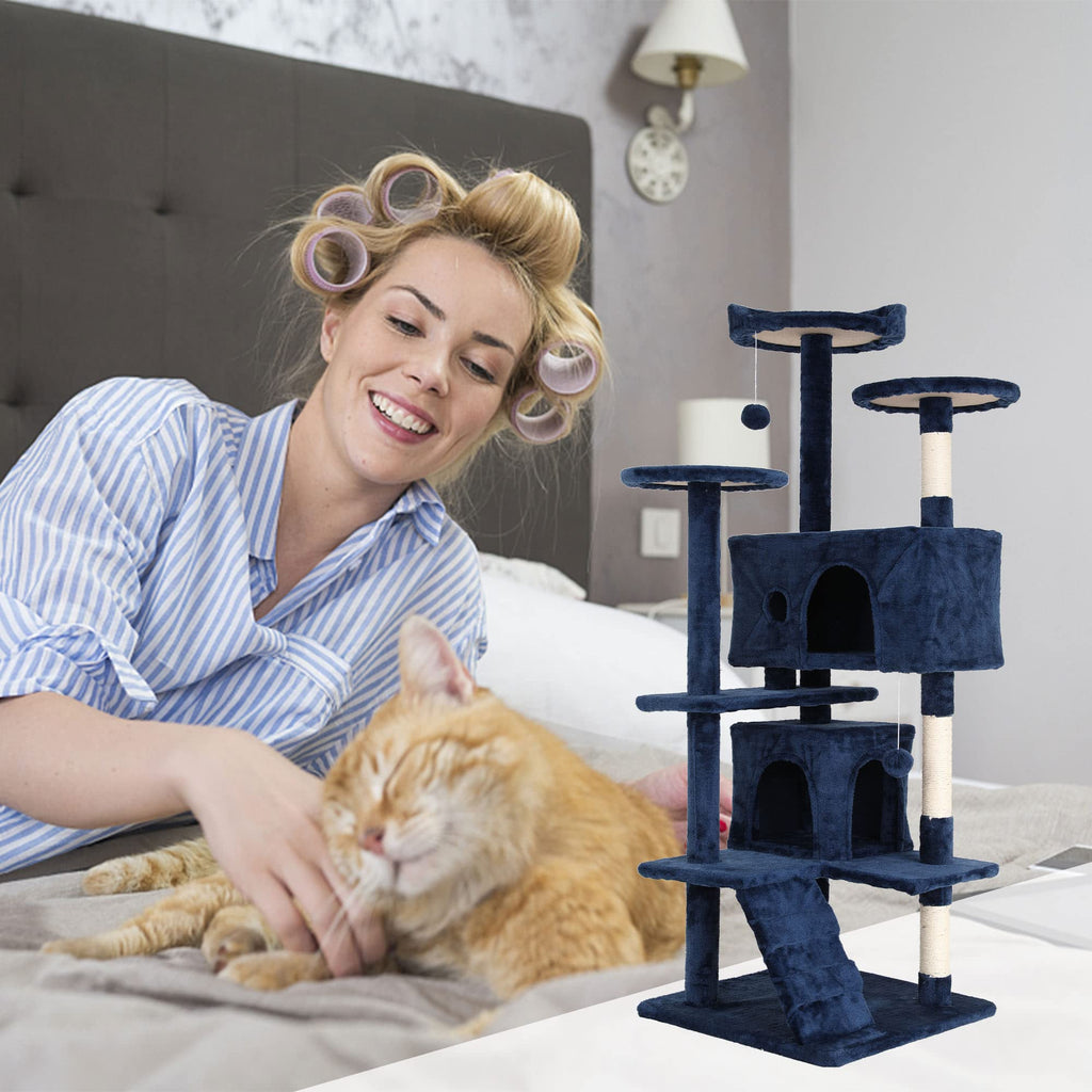 Tall Indoor Cat Condo Tower with Scratching Post W390