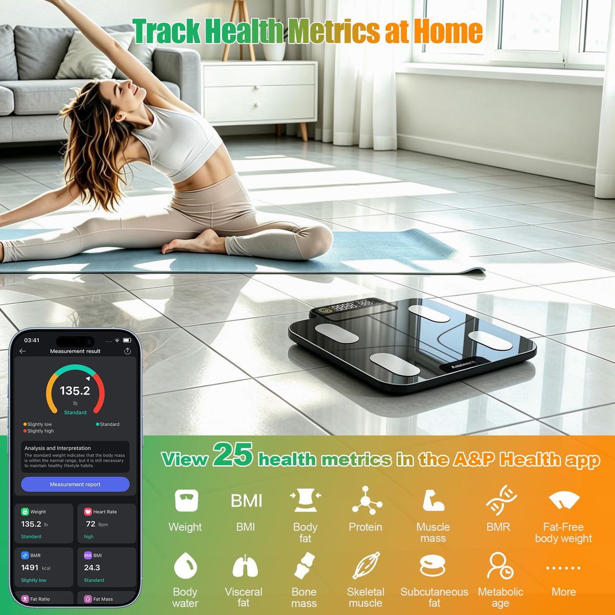 Solar Powered Smart Scale for Body Weight S533096