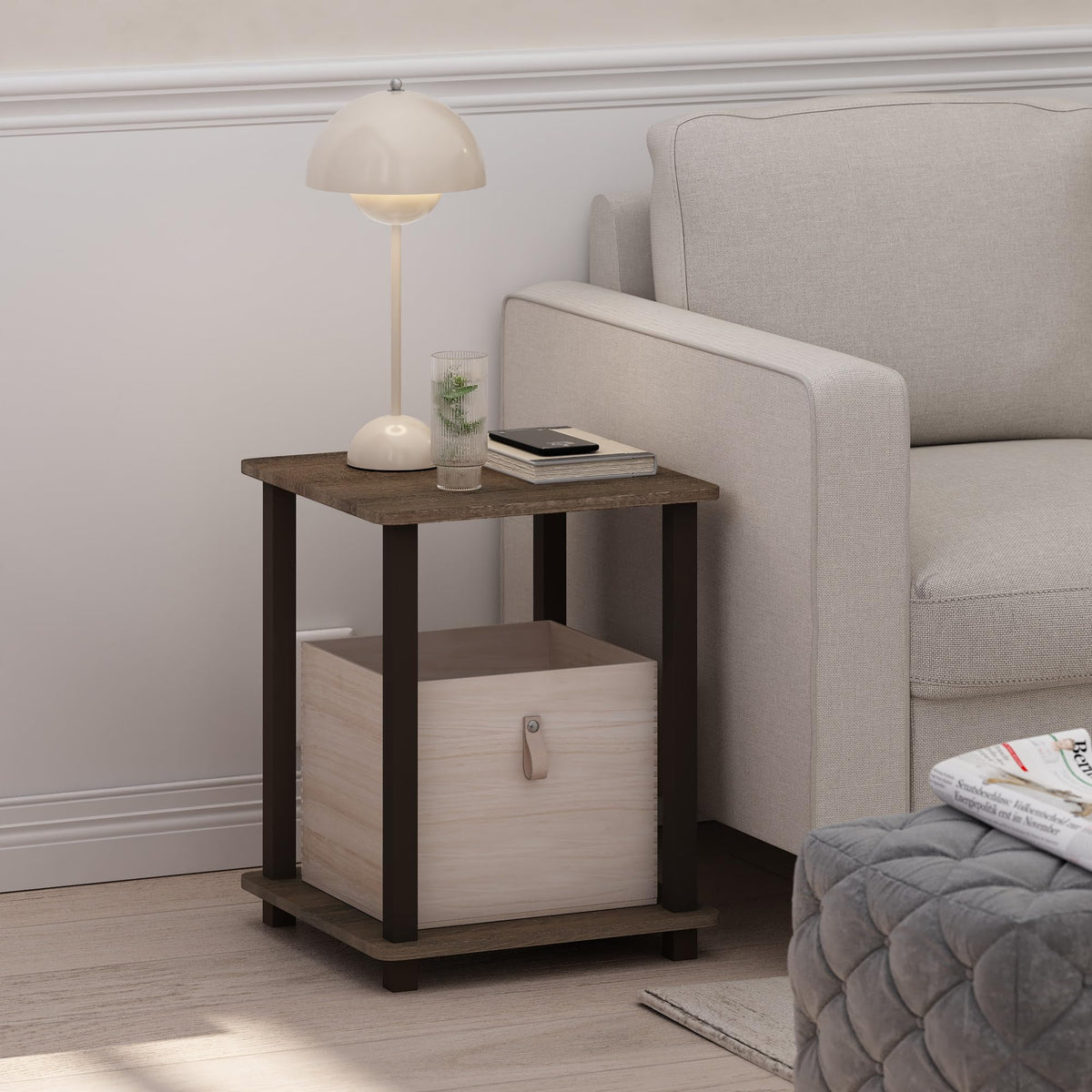 Set of 2 End Table Walnut Brown O908090