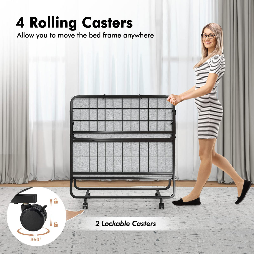Folding Twin Size Portable Bed with 4” Memory Foam Mattress B8481