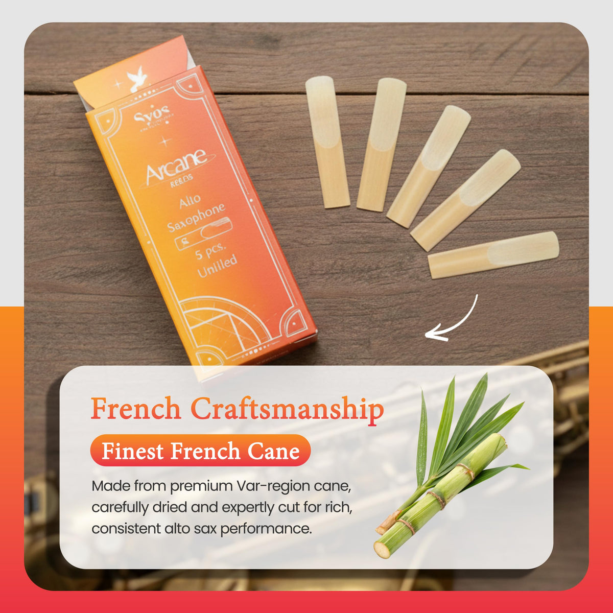 Alto Saxophone Reeds 2.5 French Cane Box of 5 C245915