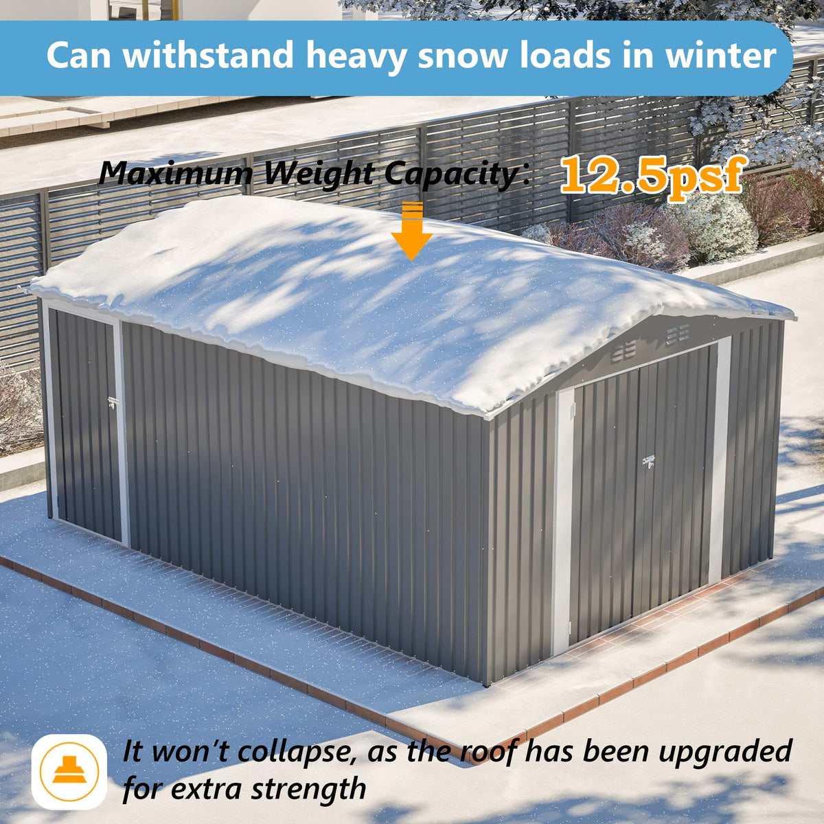 10x14 FT Light Gray Metal Storage Shed S39078