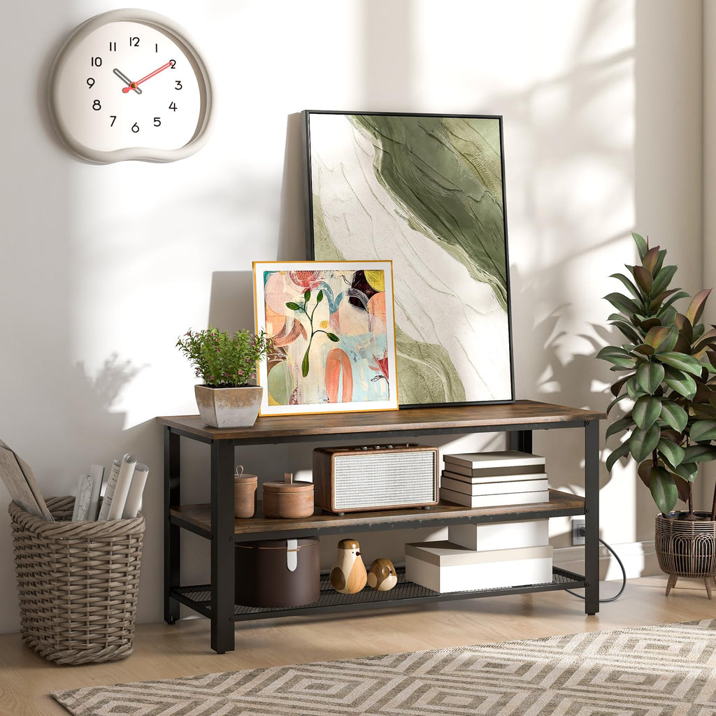 Small 3-Tier TV Stand with Power Outlets and USB Ports X139