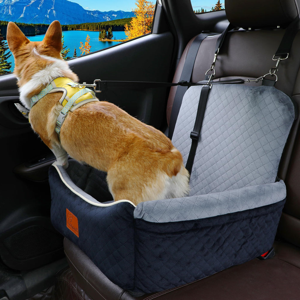 Dog Car Seat Bed 2 in 1 Memory Foam Removable Washable F3509