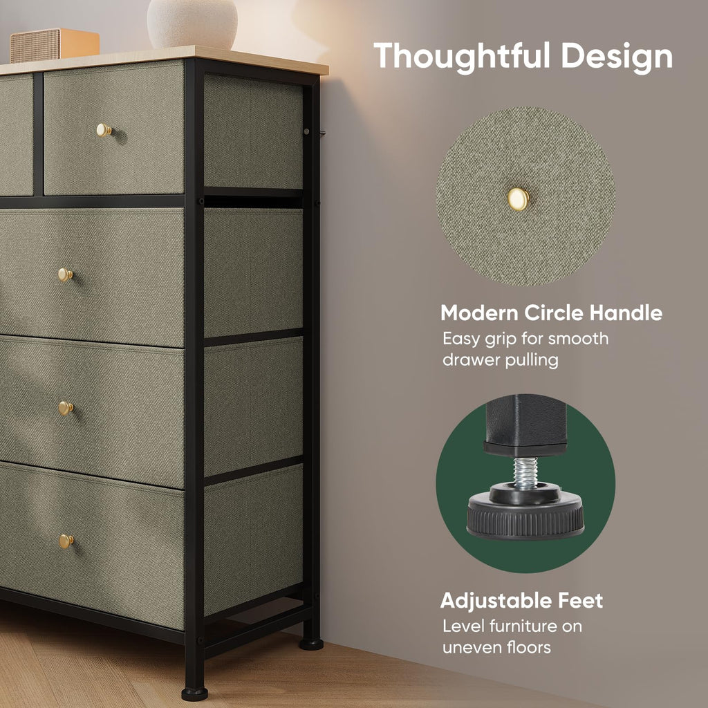 Fabric 9 Drawers Dresser M63534