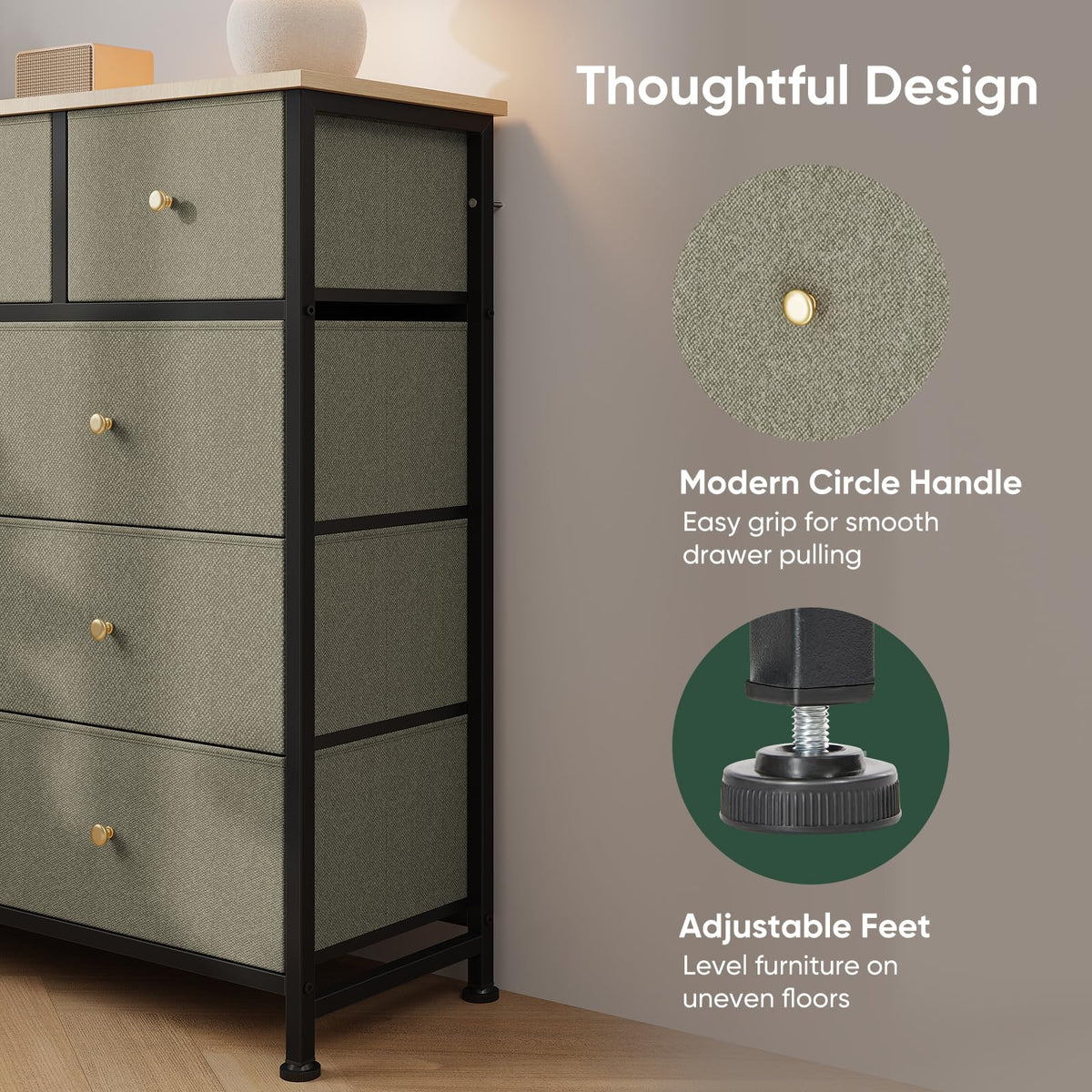 Fabric 9 Drawers Dresser M63534