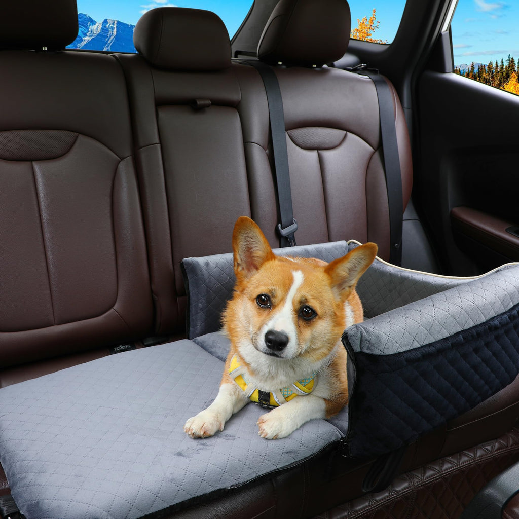 Dog Car Seat Bed 2 in 1 Memory Foam Removable Washable F3509