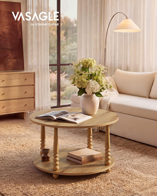 2-Tier Round Coffee Table with Storage W841