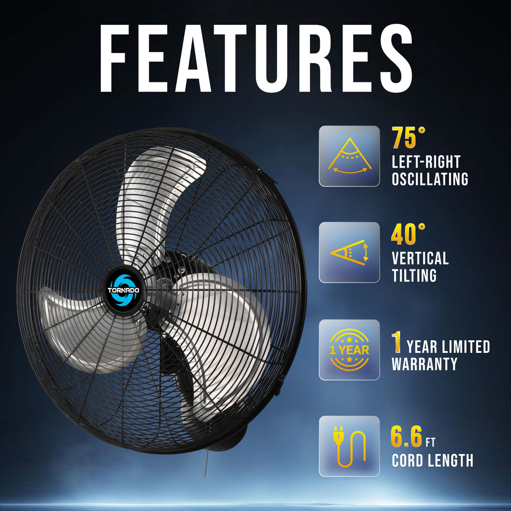 20 Inch High-Velocity Oscillating Wall Fan K23393