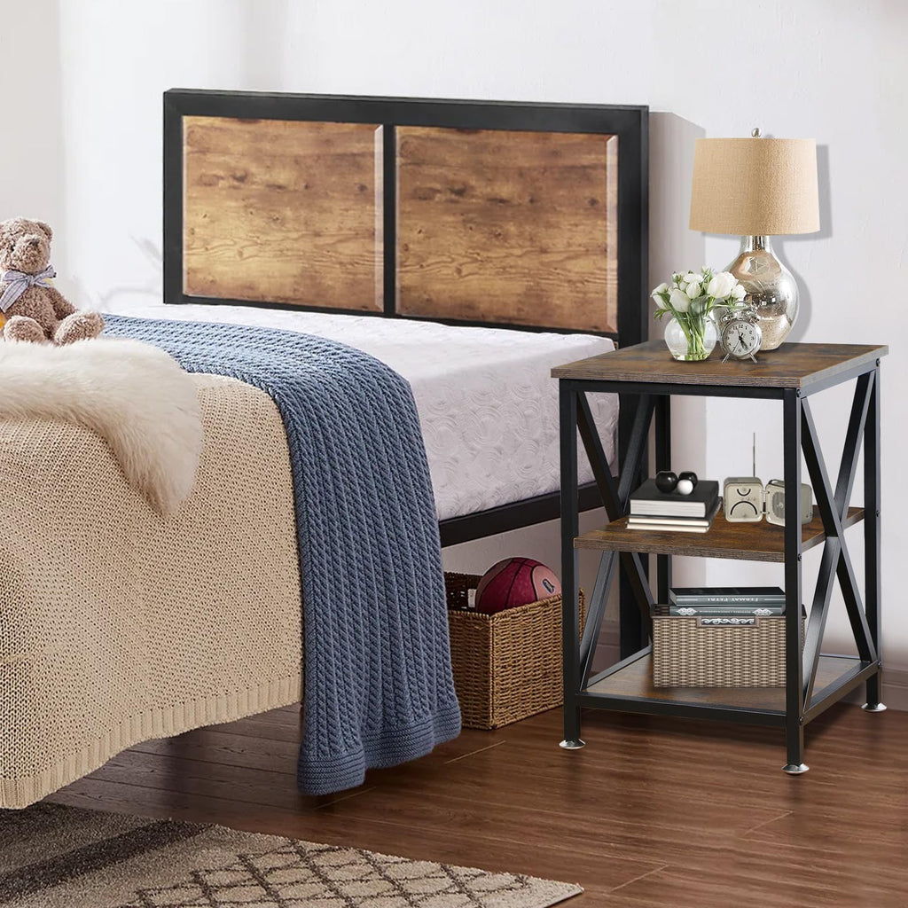 Square End Tables Set of 2 Rustic Brown V6745