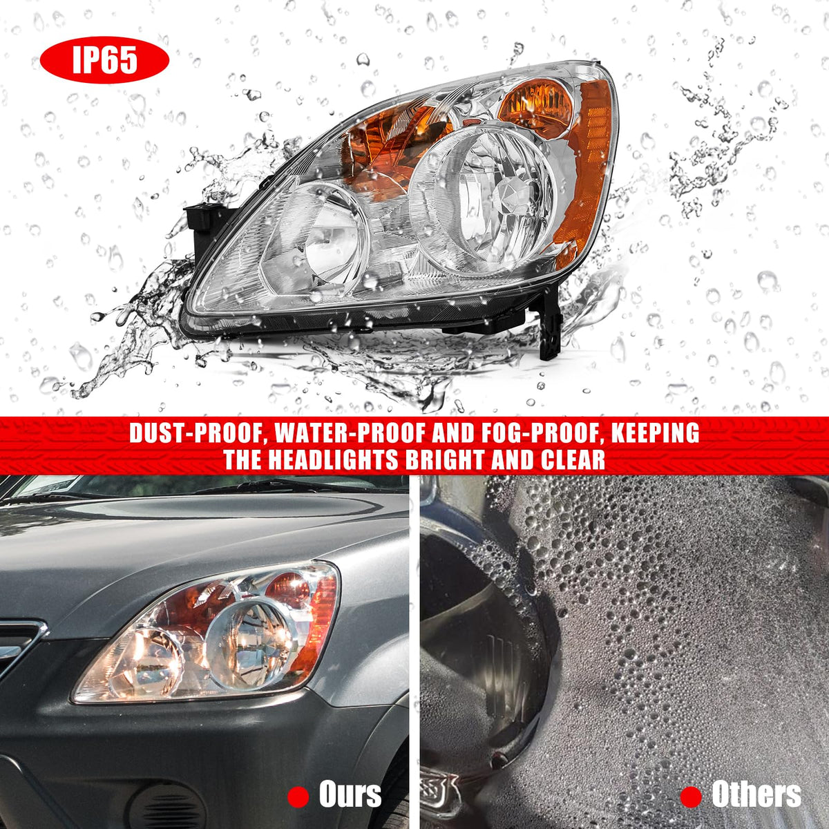 Headlight Chrome Housing Amber Reflector Replacement Pair K741018
