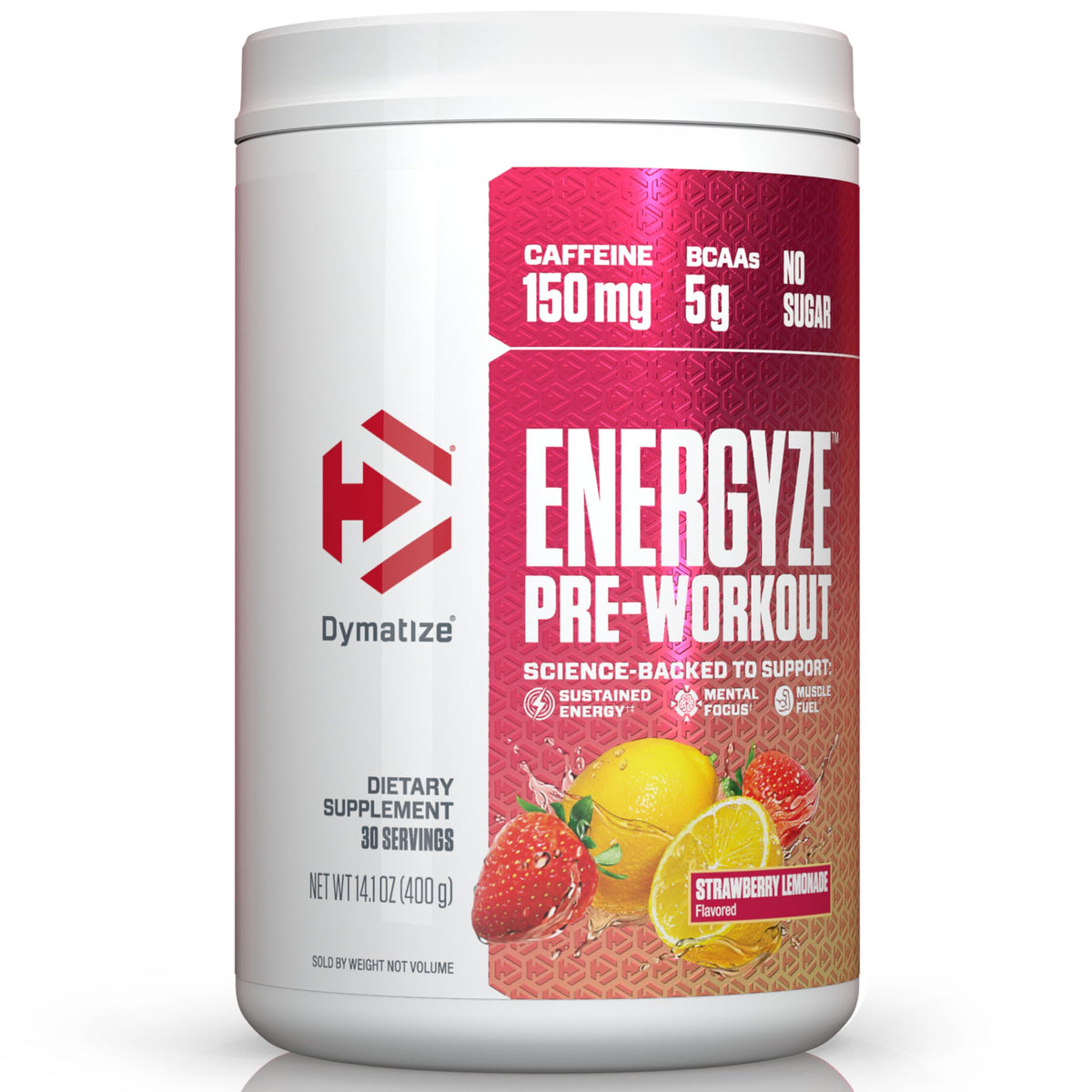 Pre Workout Powder Strawberry Lemonade 150mg Caffeine 5g BCAAs 30 Servings Y254045
