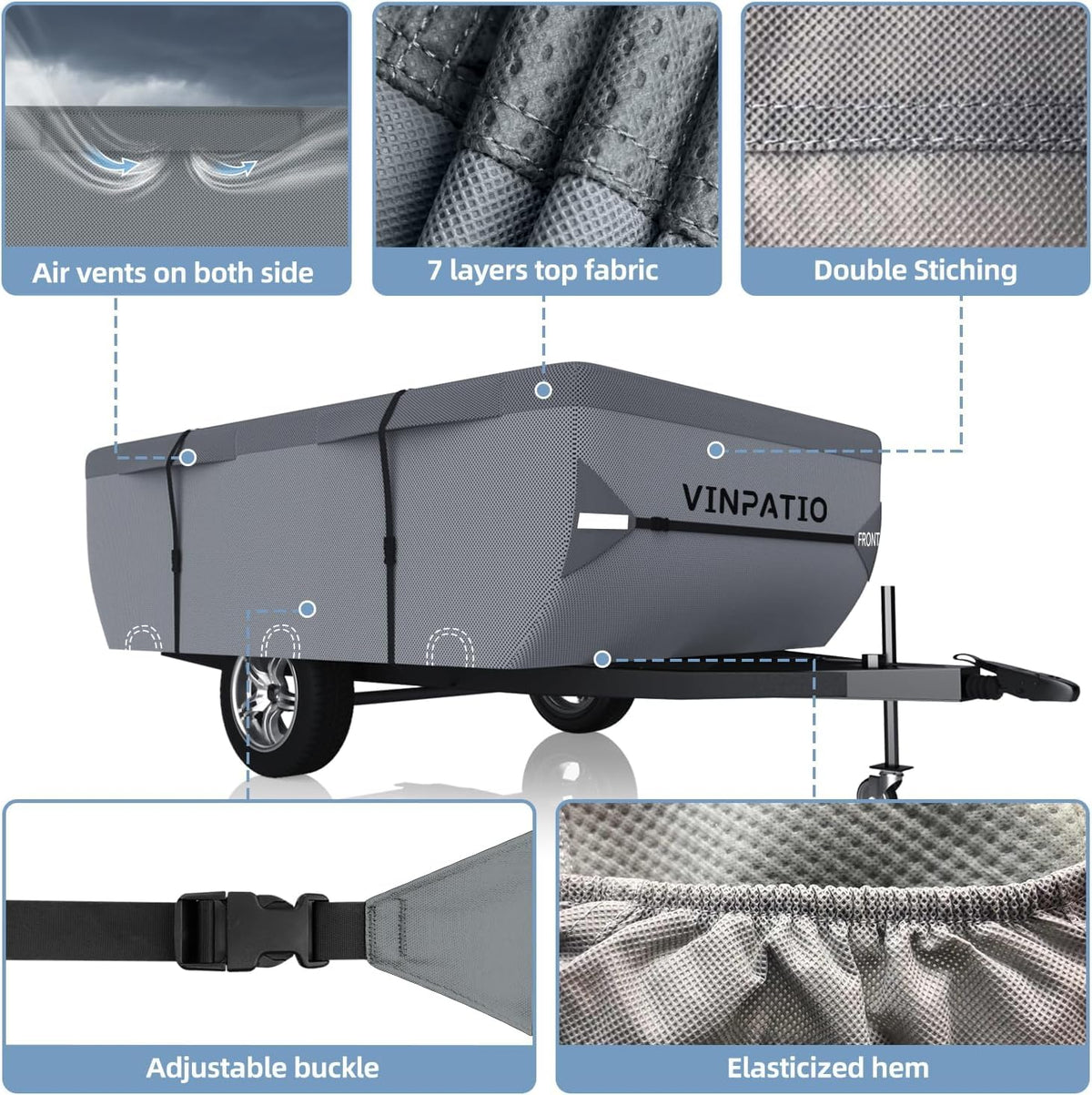 Waterproof Anti-UV Pop Up Camper Cover Fits 14'-16' Trailers A3134