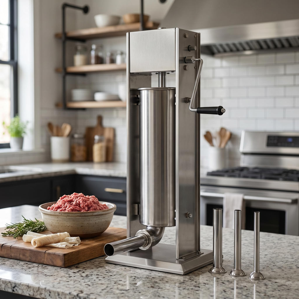 Stainless Steel Dual Speed 15lb/7L Sausage Stuffer with 4 Nozzles R779