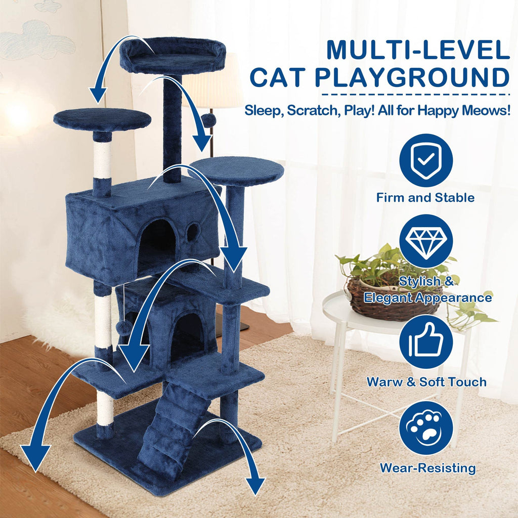 Tall Indoor Cat Condo Tower with Scratching Post W390