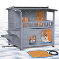 Wooden Heated 2-Story Cat House D778