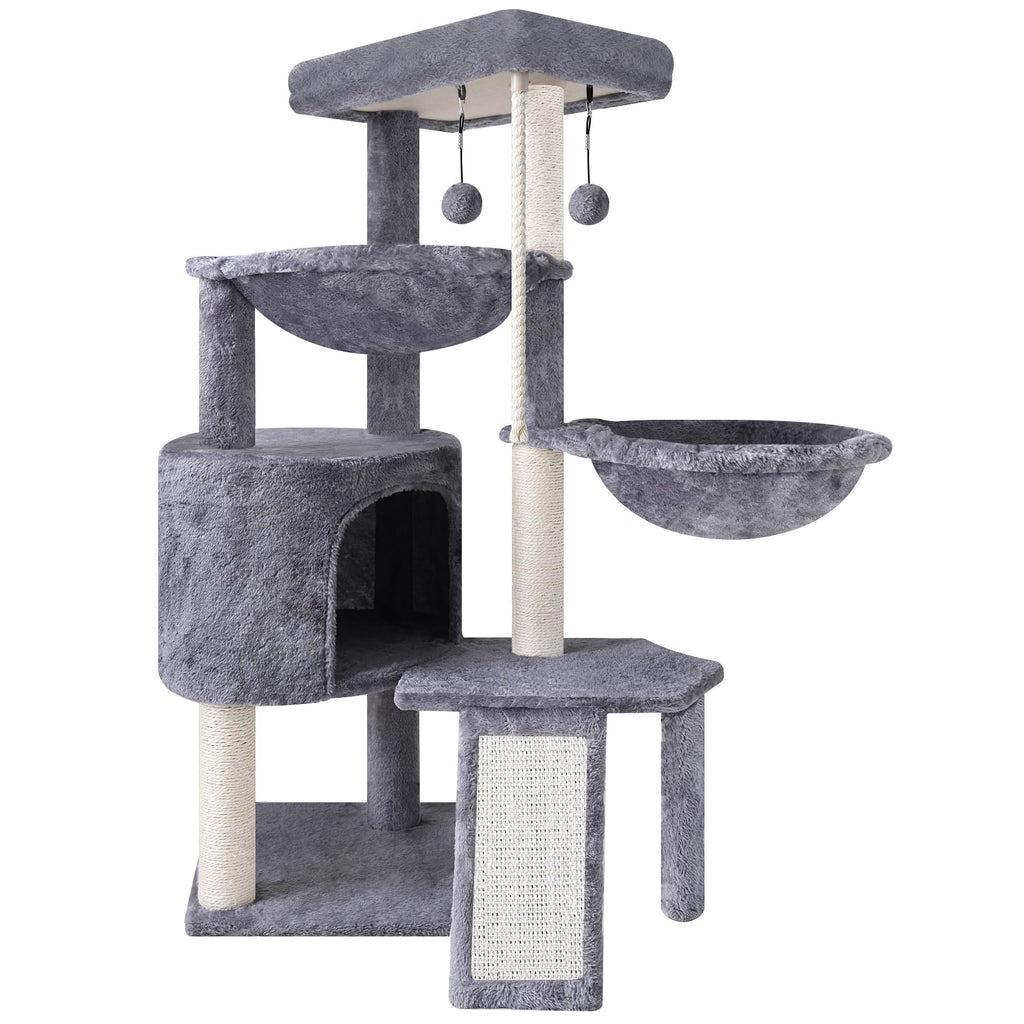 Grey Three Layer Cat Tree with Condo and Hammocks R329