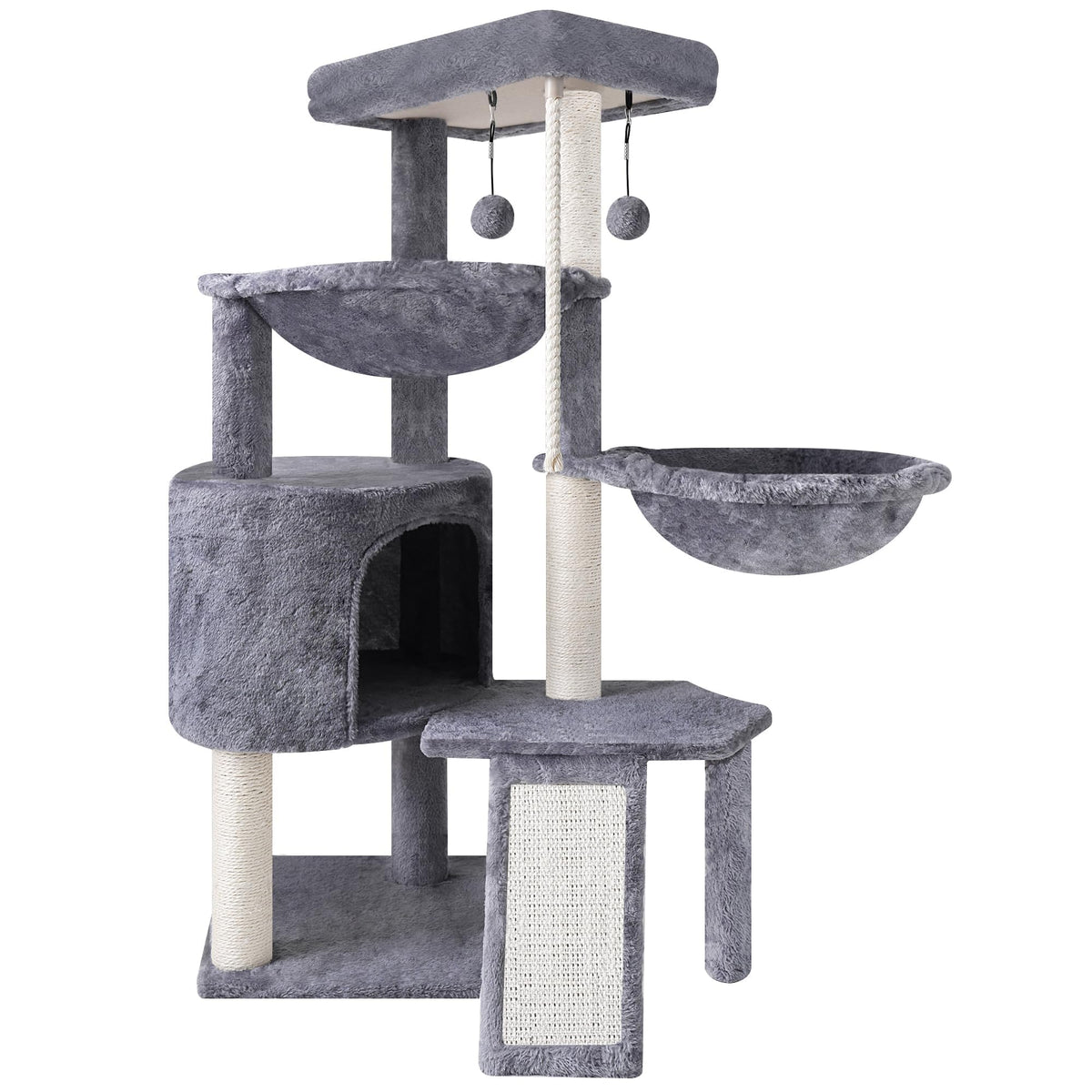 Grey Three Layer Cat Tree with Condo and Hammocks R329