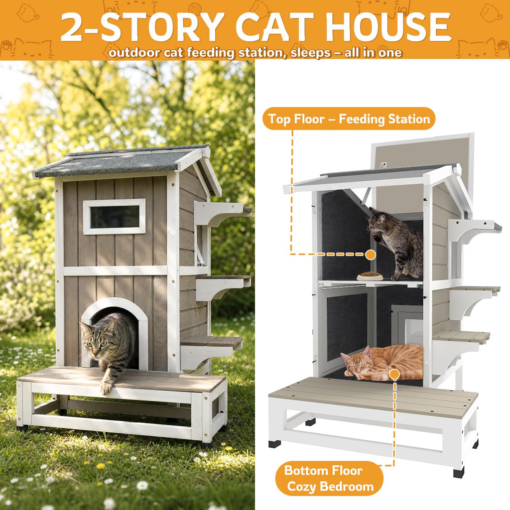 Weatherproof Wooden Outdoor Cat House Z4531