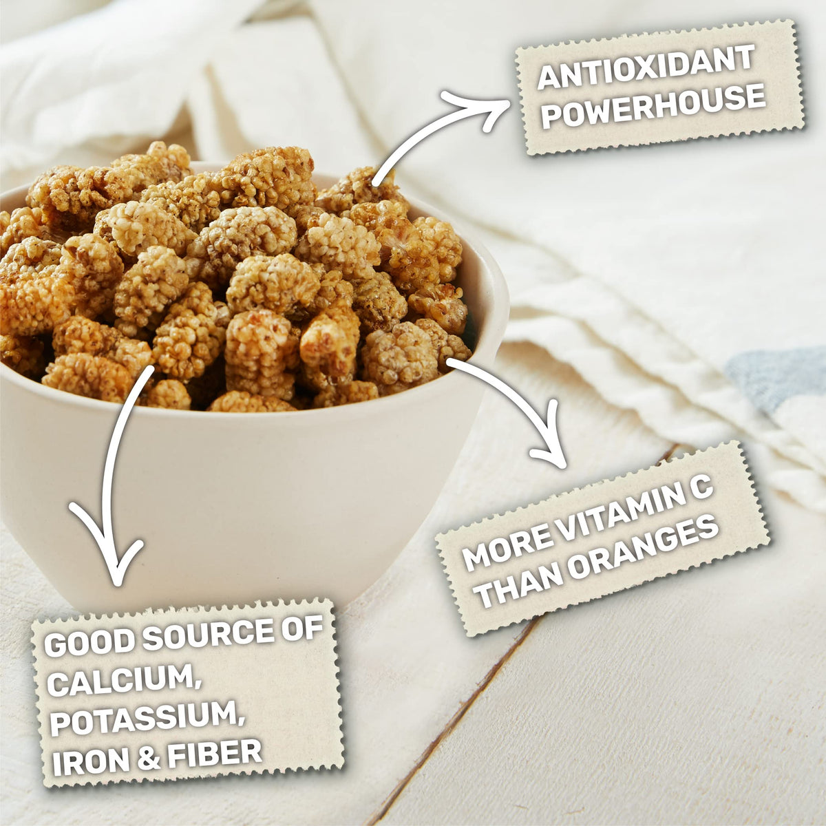 Organic Dried White Mulberries 15 OZ B56075