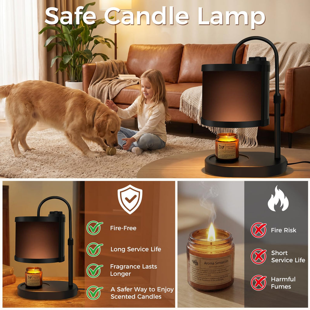 Black Candle Warmer Lamp with Timer and Dimmer W993