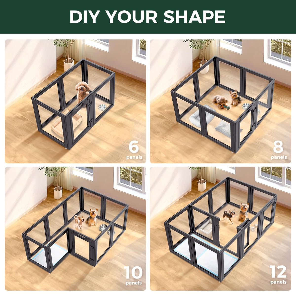 Clear Acrylic 24" H 16 Panels Dog Playpen M559