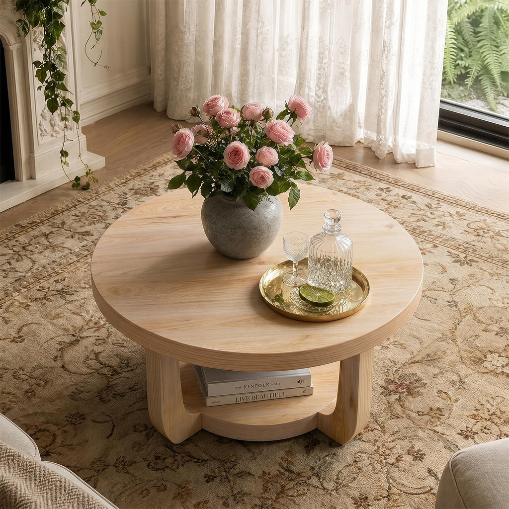 Round 2-Tier Coffee Table with Storage M2886