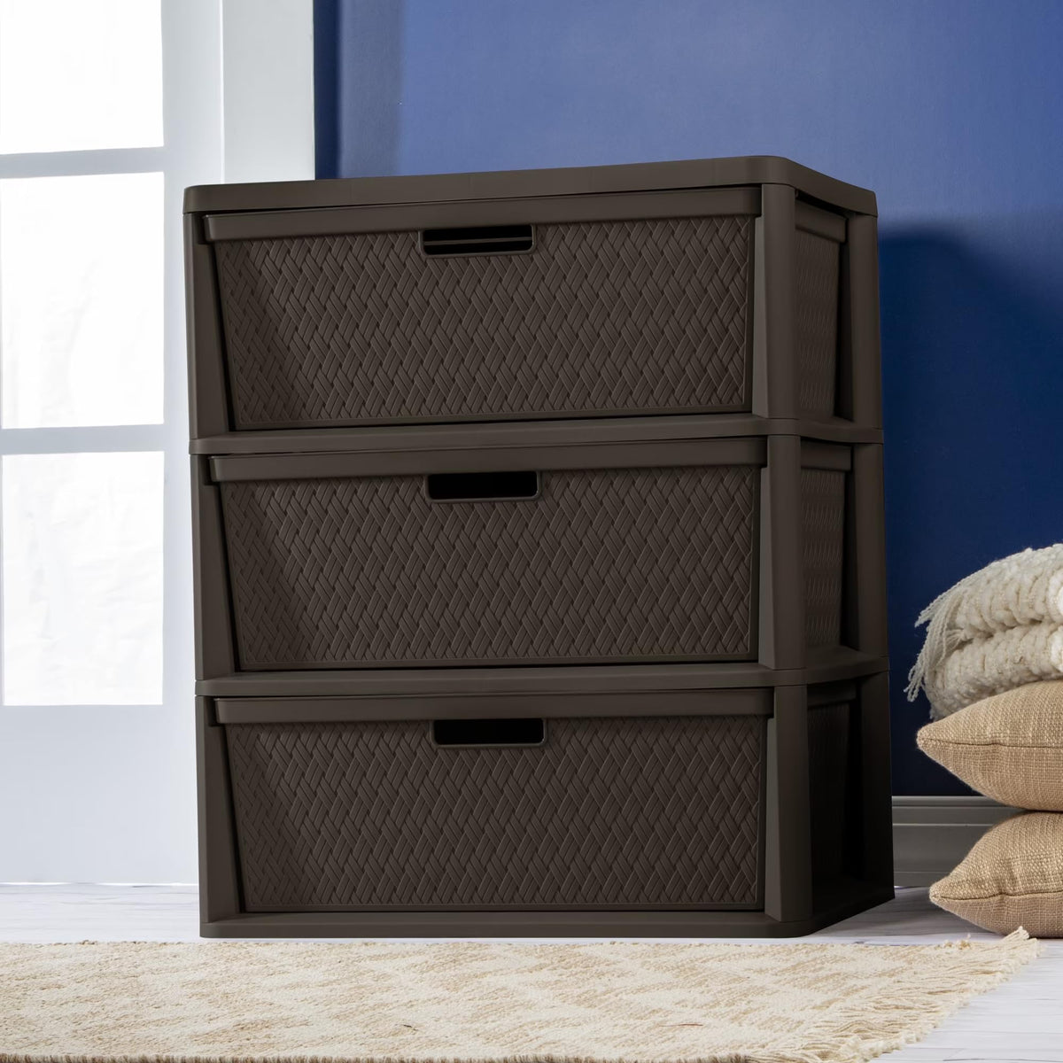 Wide 3 Drawer Plastic Storage Dresser B8528