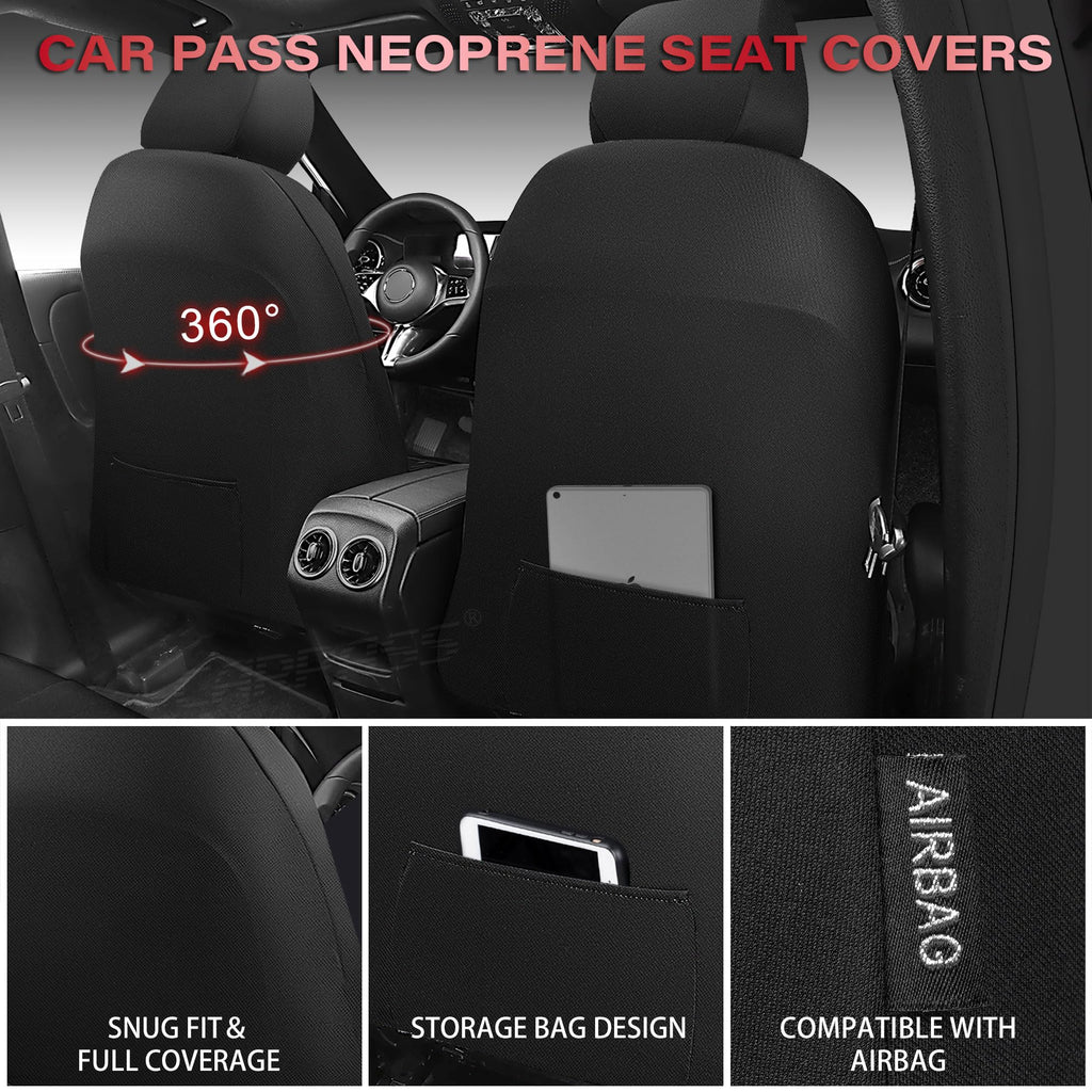Waterproof Neoprene Car Seat Covers Full Set 5 Seats Black Red T486