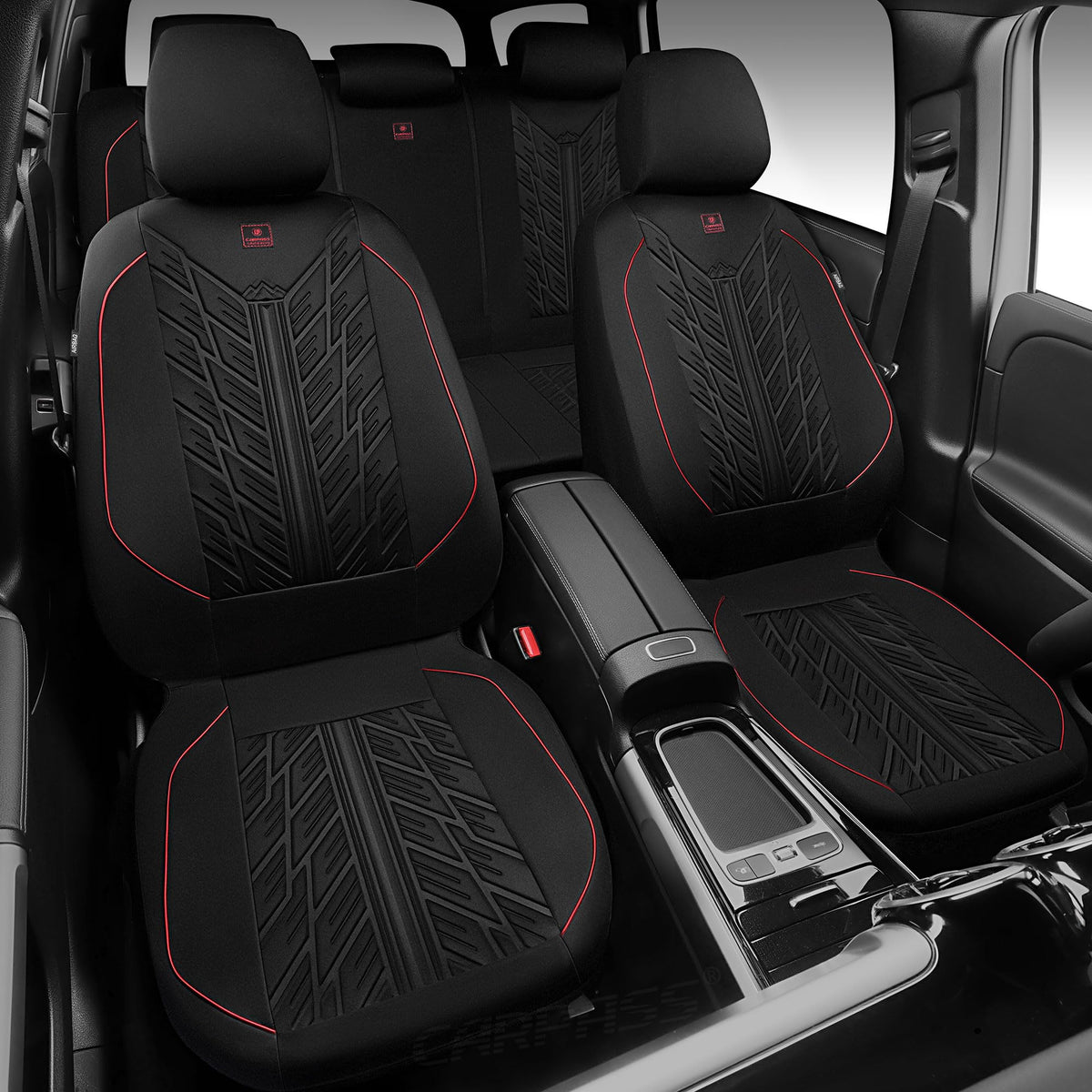 Waterproof Neoprene Car Seat Covers Full Set 5 Seats Black Red T486