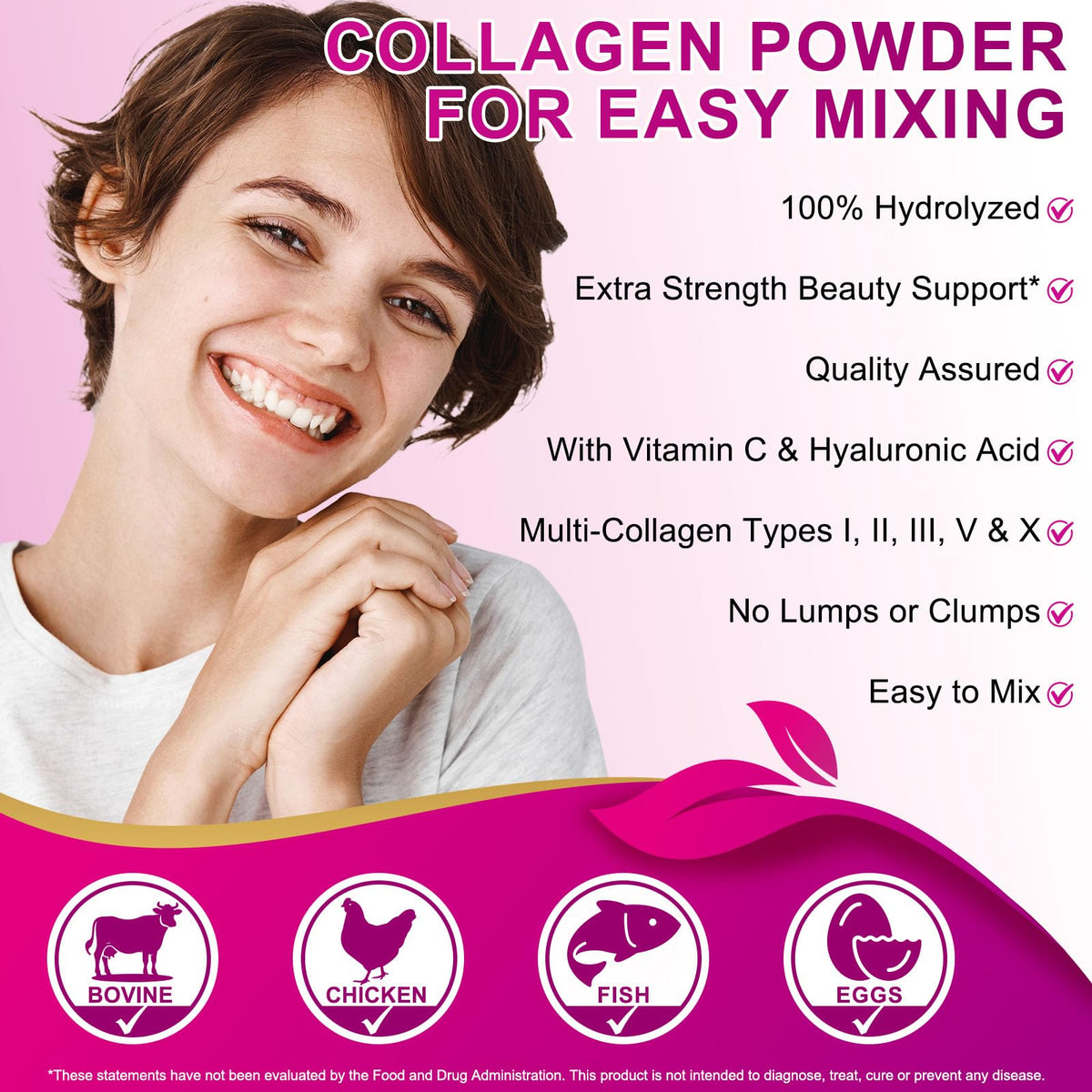 Multi Collagen Peptides Powder Types I II III V X Grass Fed Hydrolyzed A7206