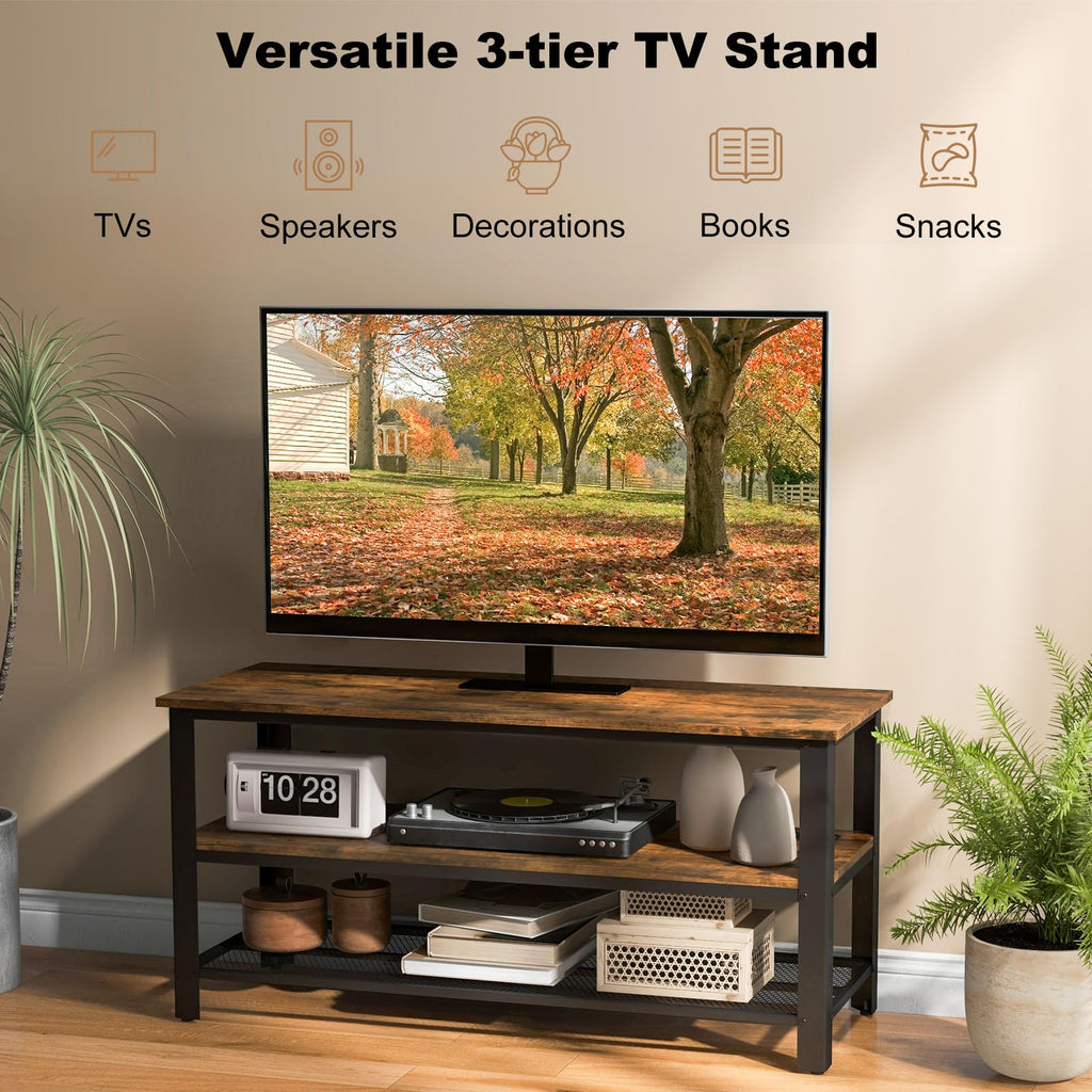 Small 3-Tier TV Stand with Power Outlets and USB Ports X139