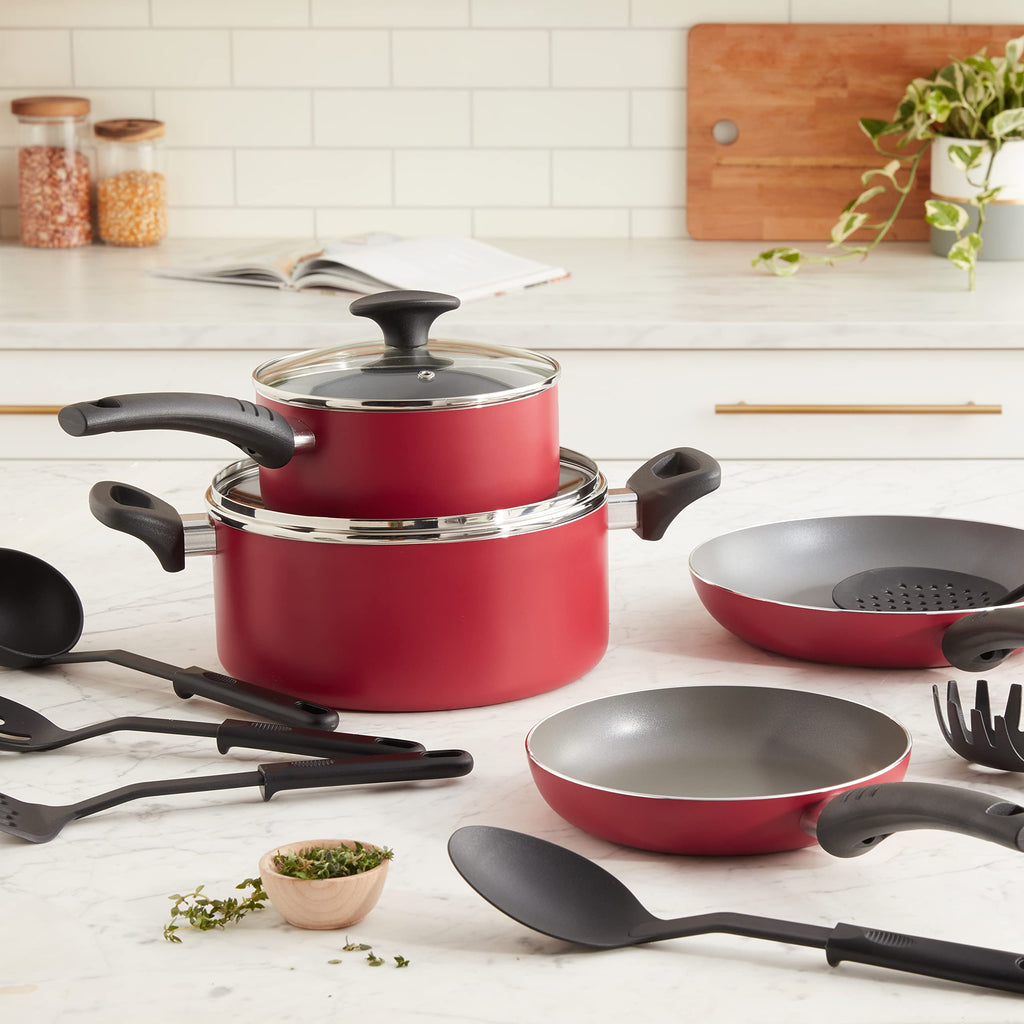 12 Piece Nonstick Red Cookware Set F348308
