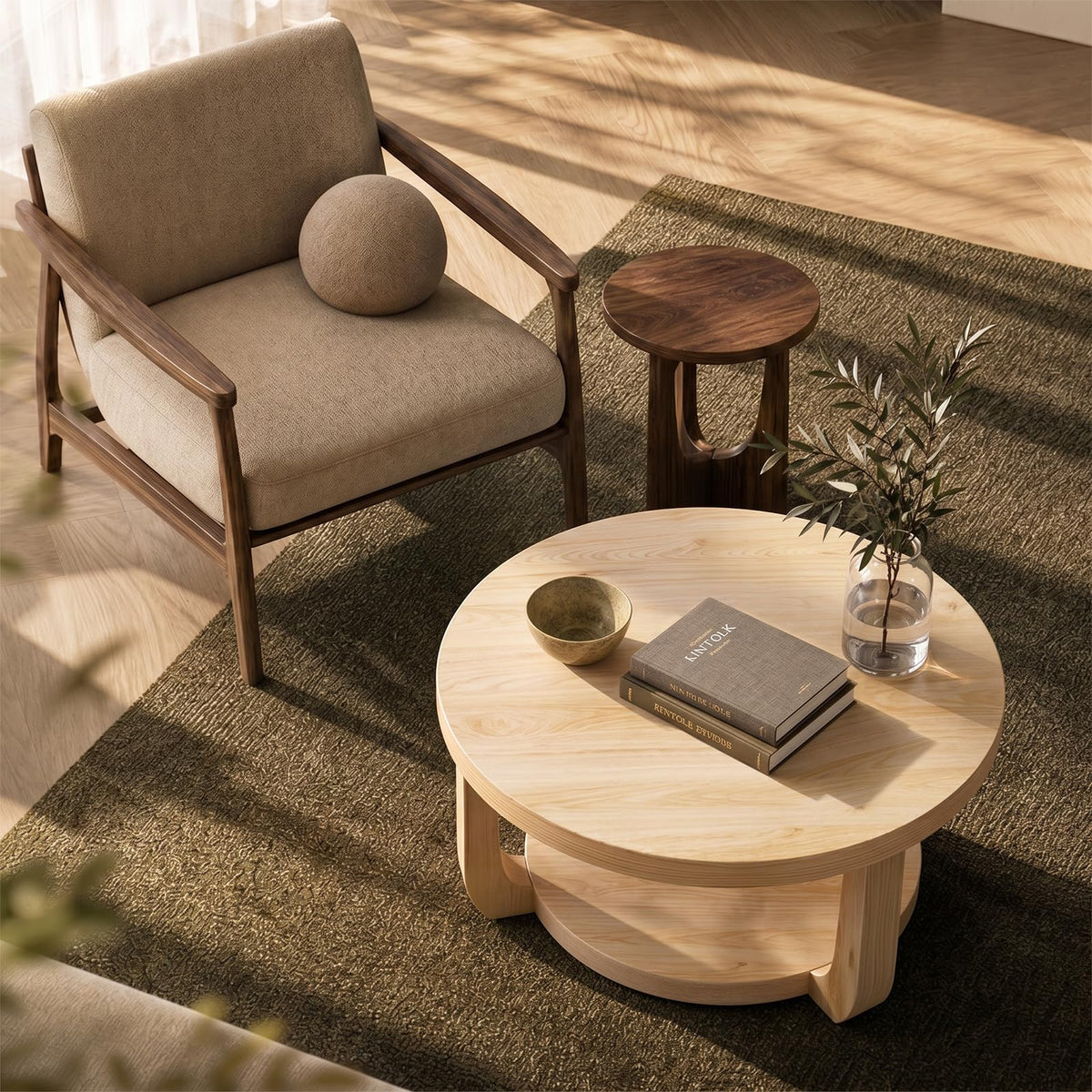 Round 2-Tier Coffee Table with Storage M2886
