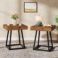 Solid Wood Nightstand with Metal Frame E50647