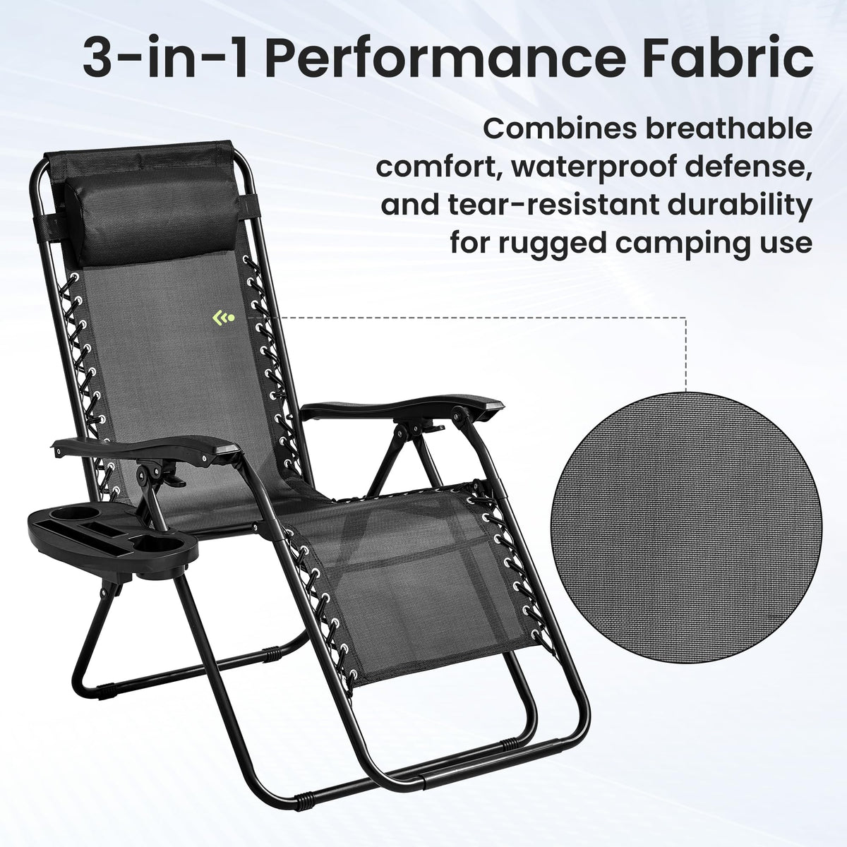 Black Set of 2 Zero Gravity Chairs with Cup Holder Tray U849065