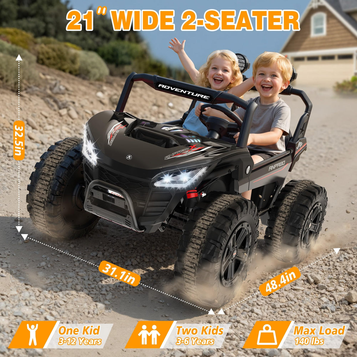 24V Ride on Toy with 4 x 200W Motors, Black G550