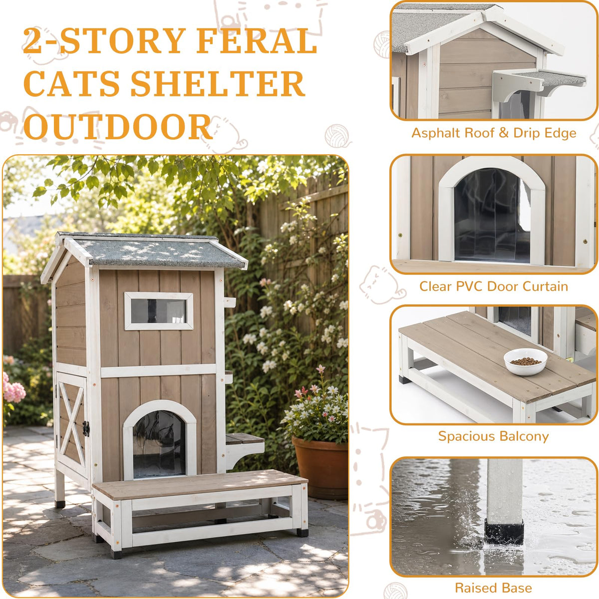 Weatherproof Wooden Outdoor Cat House Z4531