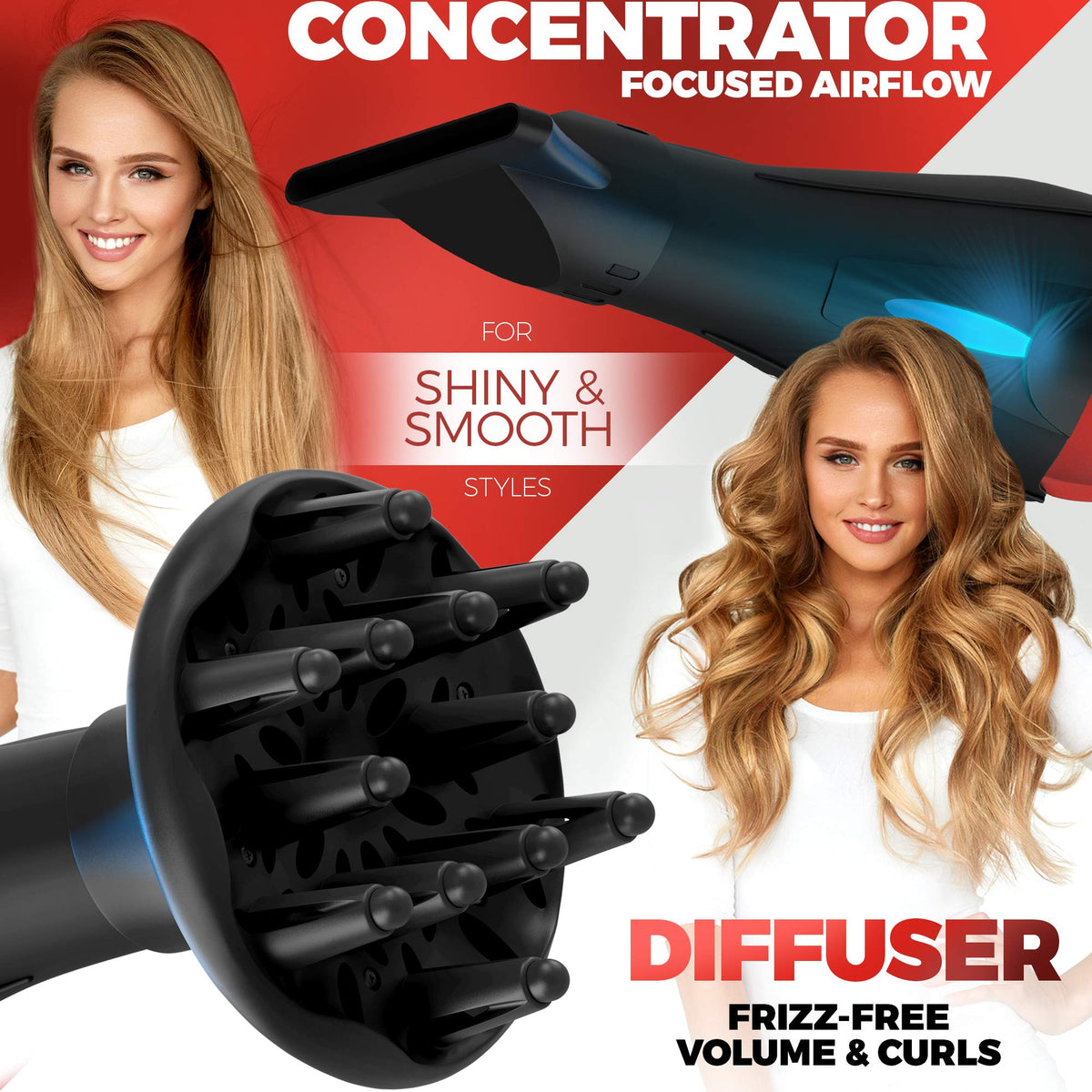 Ionic Curly Hair Dryer with Diffuser R2439
