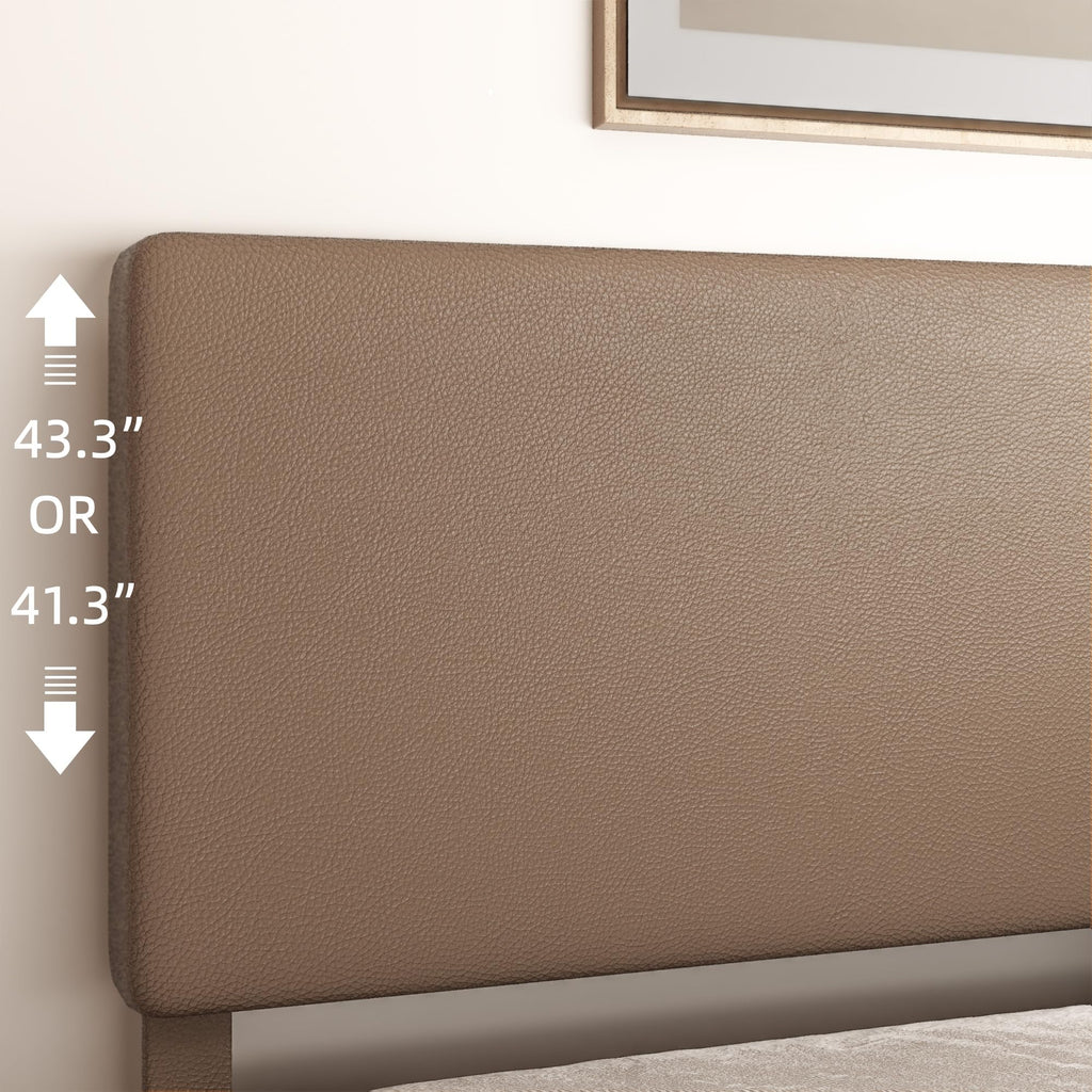Minimalist Leather Bed Frame with Adjustable Headboard I9295