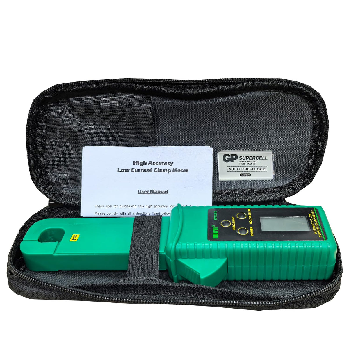 AC/DC Clamp-On Ammeter with 1mA Resolution, 60A Range, Data Hold & Backlight W421024
