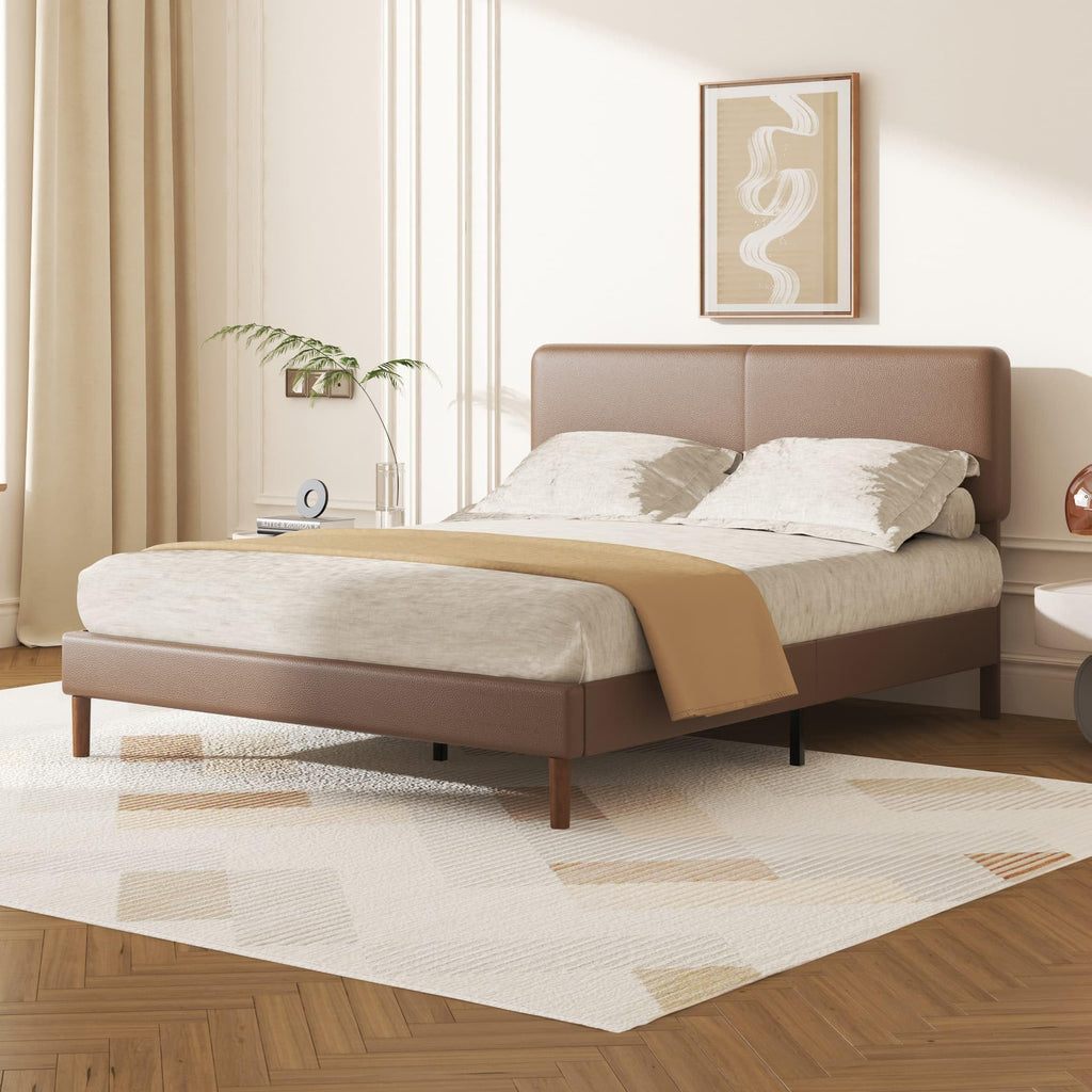 Minimalist Leather Bed Frame with Adjustable Headboard I9295