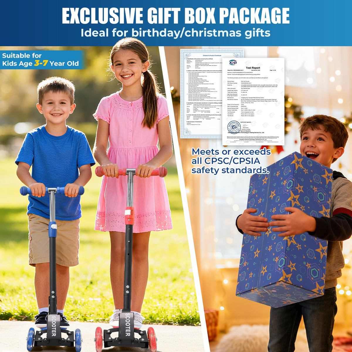 3 Wheel Kids Scooter with LED Light-Up M907