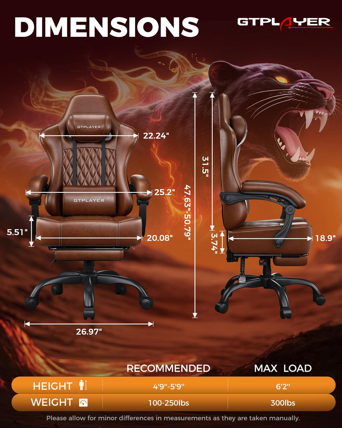 Big and Tall Gaming Chair with Footrest K786382