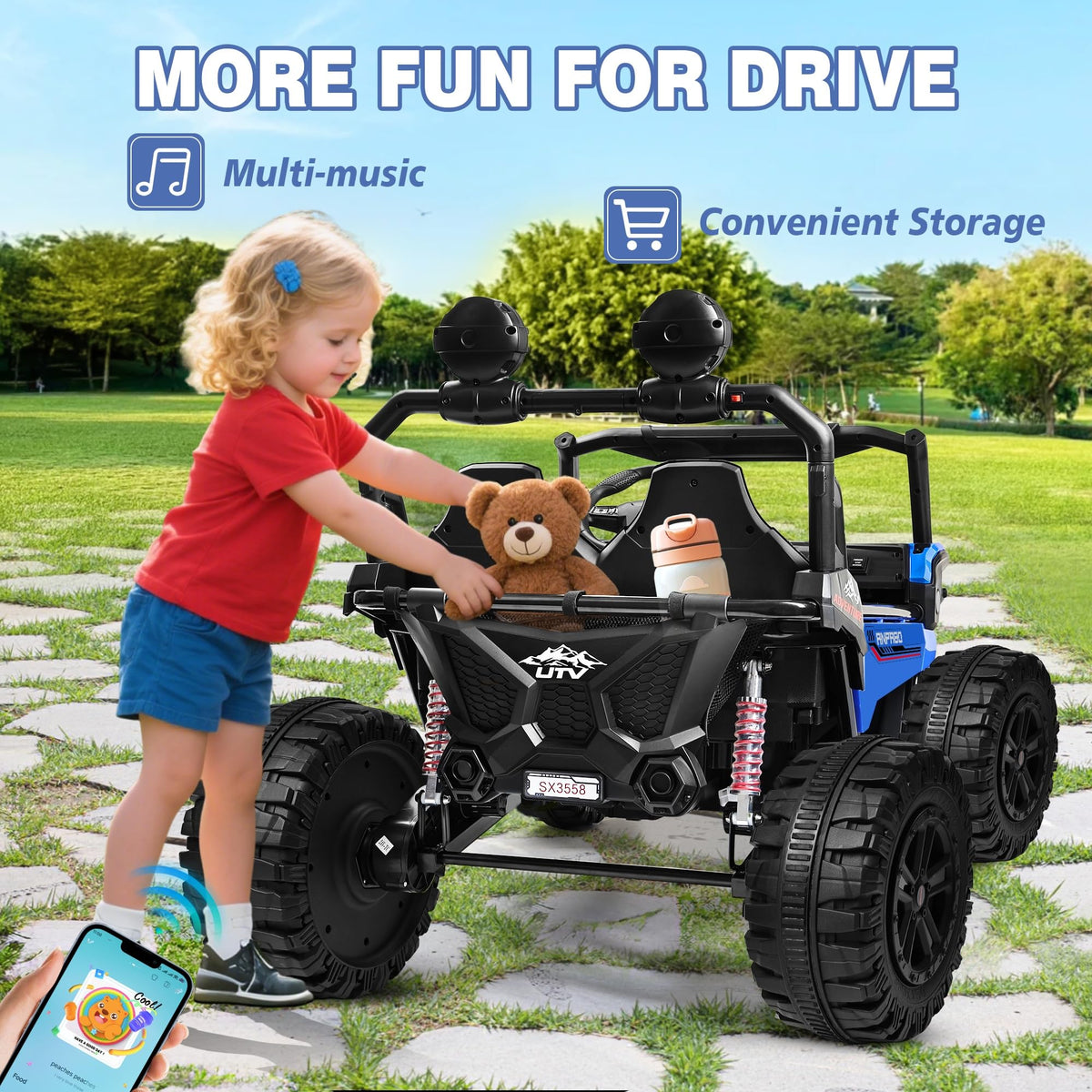 24V Ride on Toy with 4 x 200W Motors, Black G550