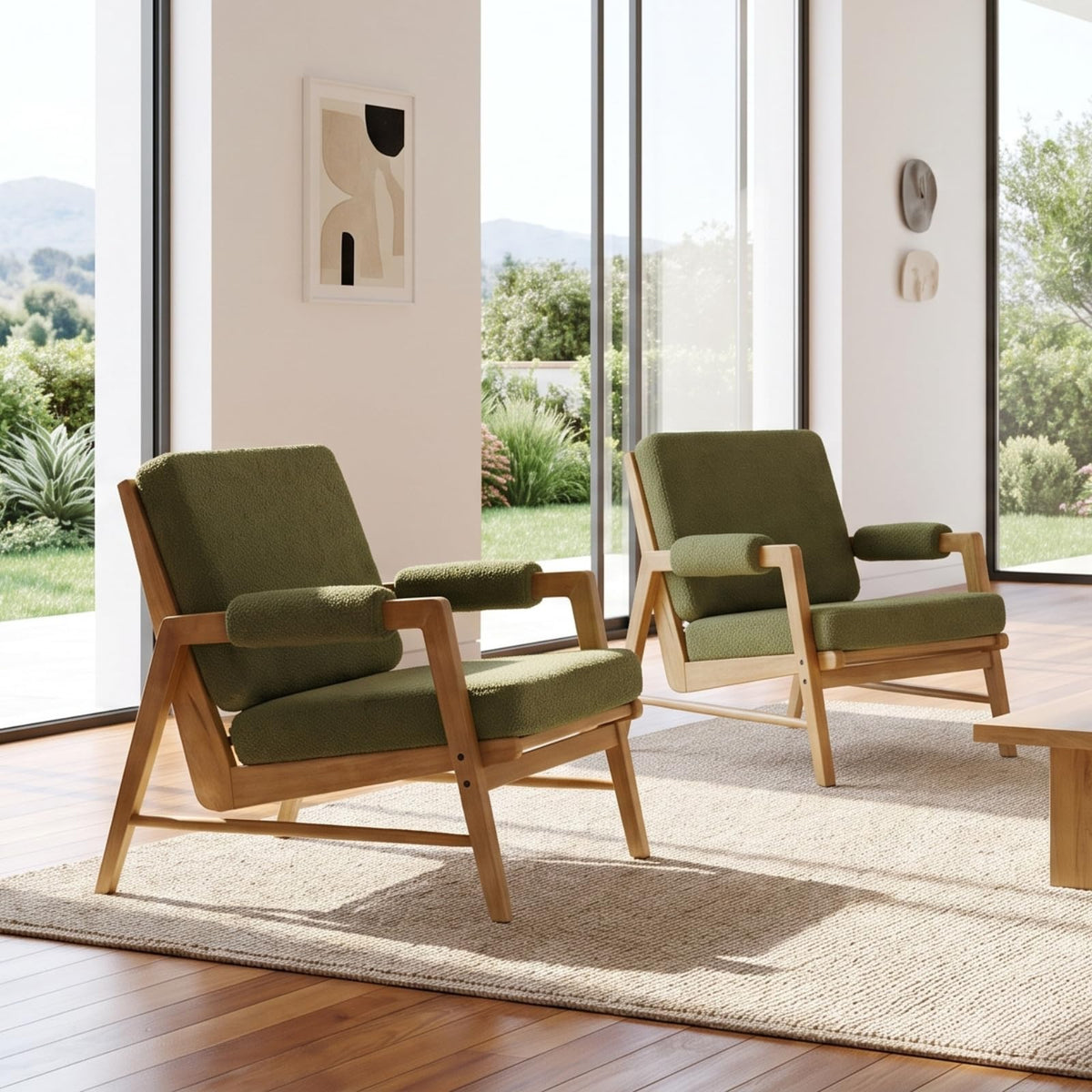 Boucle Upholstered Accent Chair Set of 2 T49139