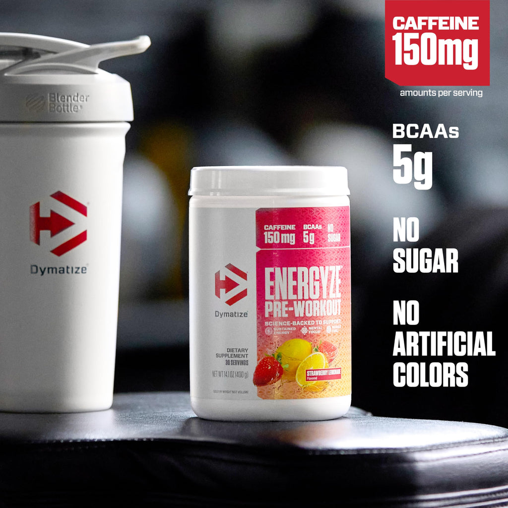 Pre Workout Powder Strawberry Lemonade 150mg Caffeine 5g BCAAs 30 Servings Y254045