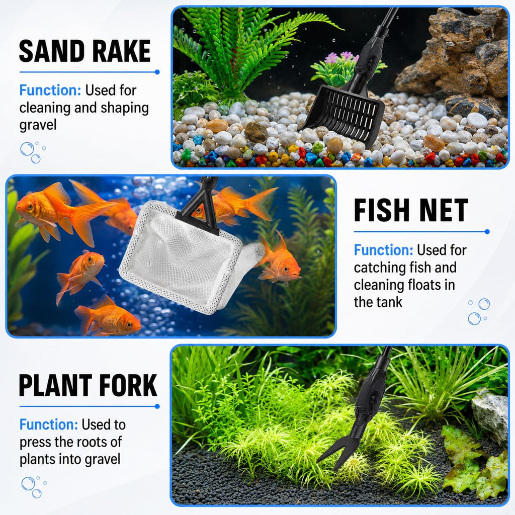 7 in 1 Aquarium Cleaning Kit with Adjustable Long Handle V393602