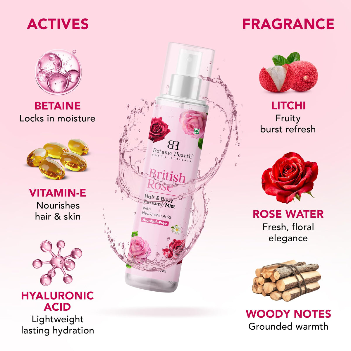 British Rose Body Spray & Hair Perfume 3.4oz P152