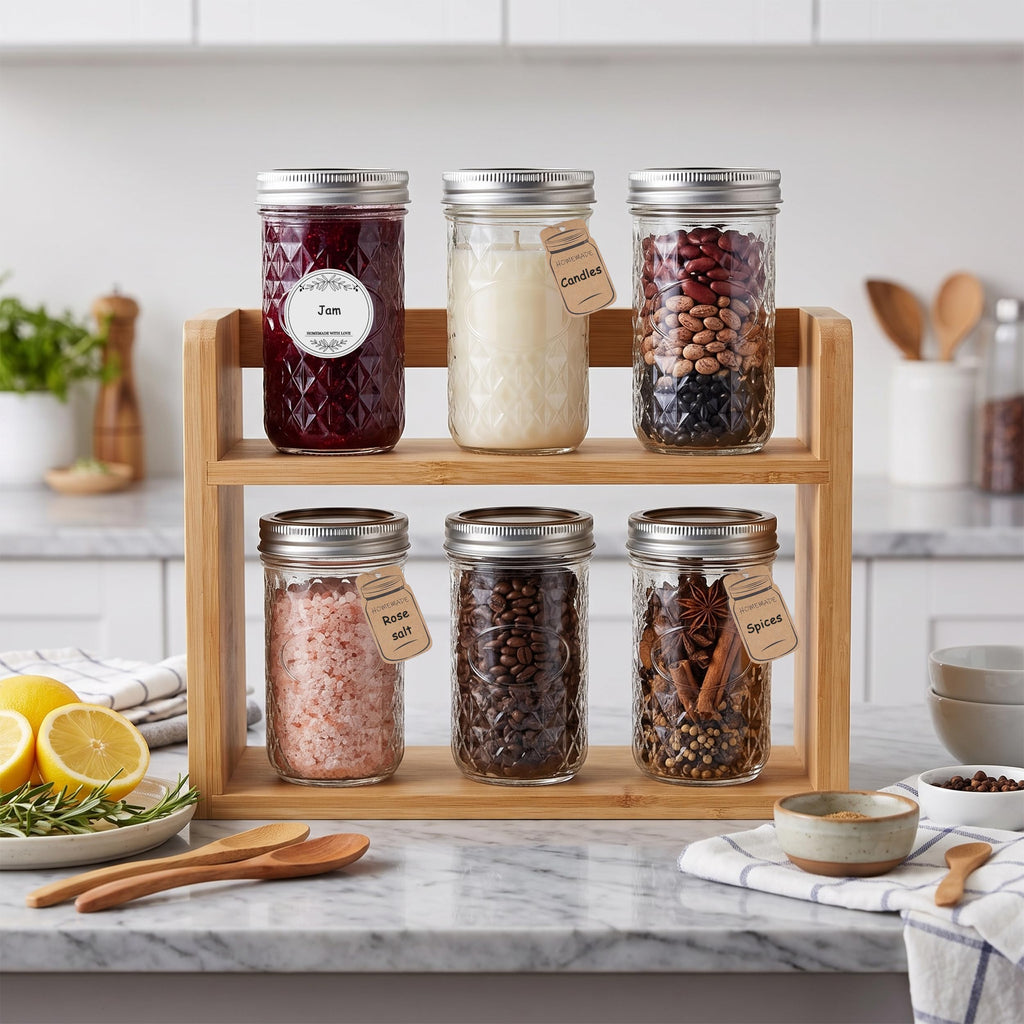 12 Pack 12oz Regular Mouth Glass Jars With Lids L74279